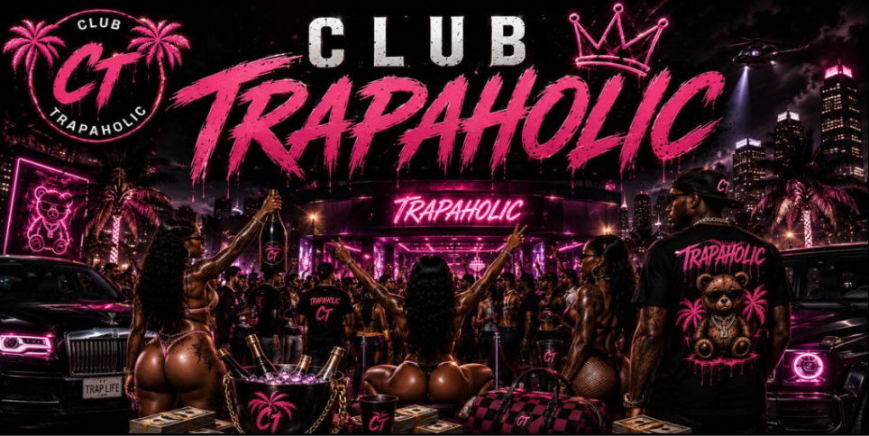 Club Trapaholic — original neon pink nightclub branding and Second Life nightlife scene